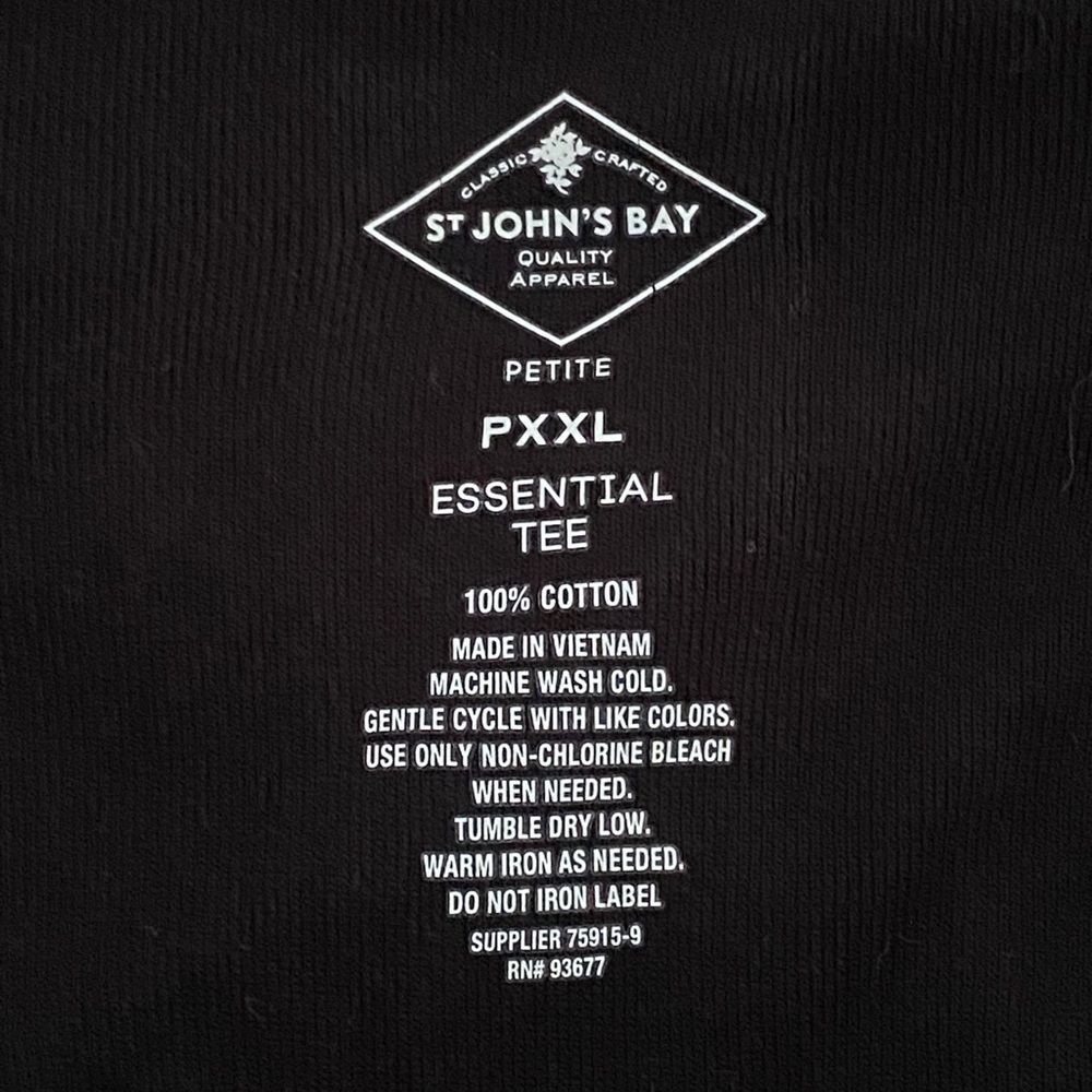 St Johns Bay Black Petite XXL Essential Long Sleeved Round Neck Shirt. NWT - Picture 6 of 6